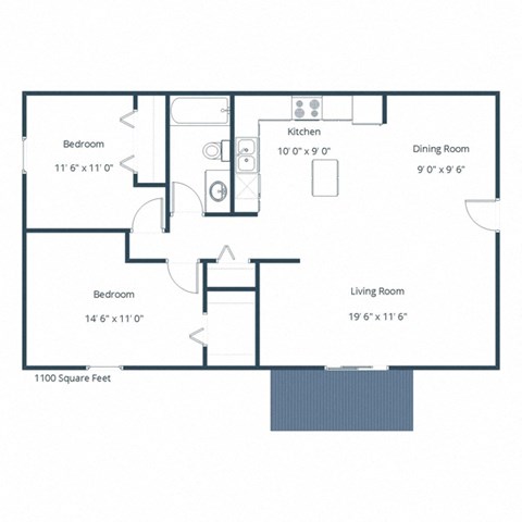 Hunters Run II Apartments in Fargo, ND | Two Bedroom Floor Plan 21A