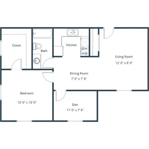 Parkwood East and West Apartments in Fargo, ND | One Bedroom Floor Plan 11C