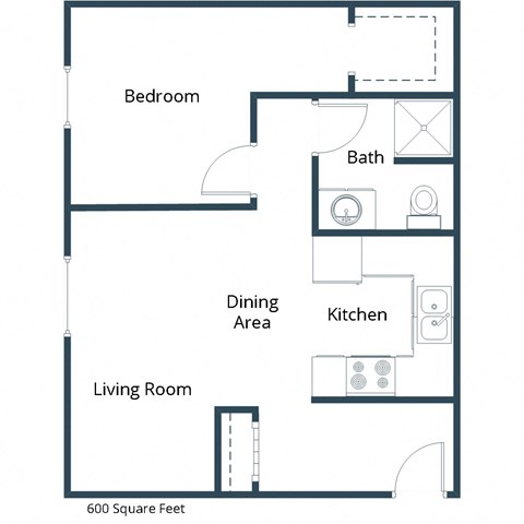 Parkwood East and West Apartments in Fargo, ND | One Bedroom Floor Plan 11B