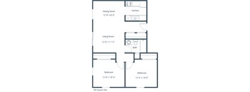 Parkwood East and West Apartments in Fargo, ND | Two Bedroom Floor Plan 21B