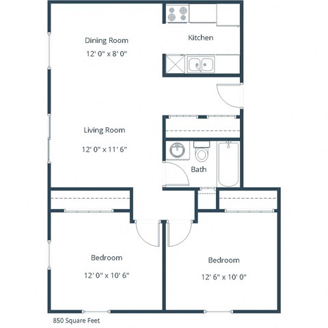 Parkwood East and West Apartments in Fargo, ND | Two Bedroom Floor Plan 21B