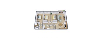 Lake Crest Apartments in West Fargo, ND | Three Bedroom Floor Plan 32A