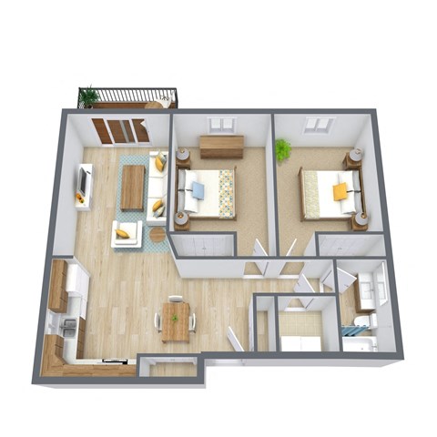 Lake Crest Apartments in West Fargo, ND | Two Bedroom Floor Plan 21B
