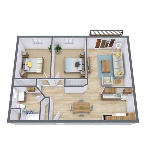 Lake Crest Apartments in West Fargo, ND | Two Bedroom Floor Plan 21C