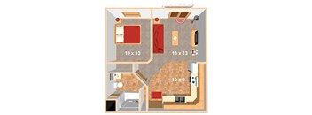 Lake Crest - One Bedroom - Plan 11B