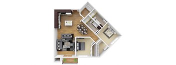 a stylized floor plan with a bedroom and a living room. Circle Pines, MN Lexington Lofts