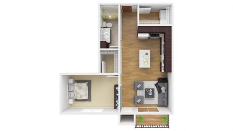the icon floor plan  studio apartment. Circle Pines, MN Lexington Lofts