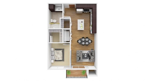 a floor plan of a studio apartment with a wood floor. Circle Pines, MN Lexington Lofts
