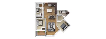 a floor plan of a house with a bedroom and a living room. Circle Pines, MN Lexington Lofts