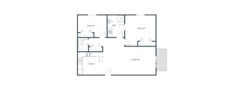 Crown Court 2 Apartments | Two Bedroom Floor Plan