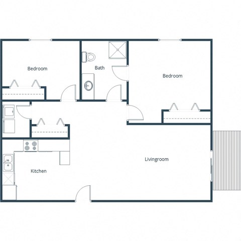 Crown Court 2 Apartments | Two Bedroom Floor Plan