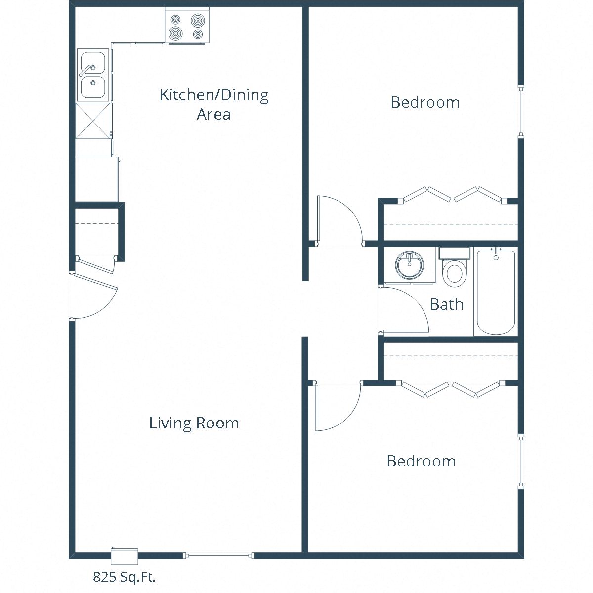 Gemstone Apartments | Two Bedroom Floor Plan