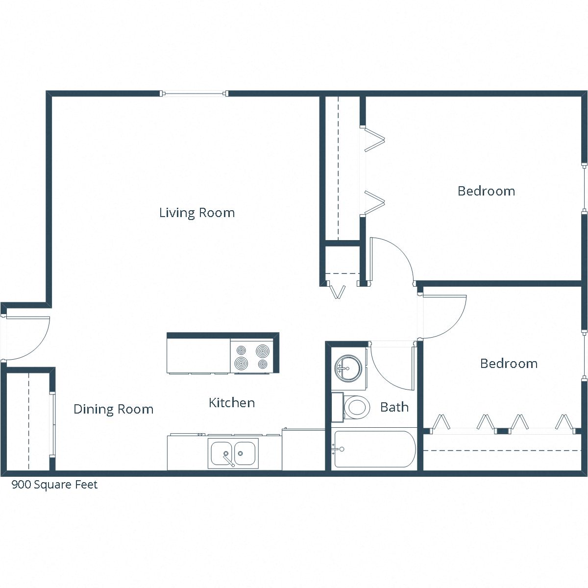 Kingswood Apartments | Two Bedroom Floor Plan