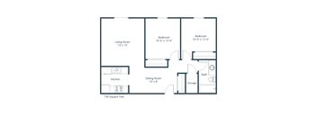 Luxford Court Apartments in Fargo, ND | Two Bedroom Floor Plan 21A