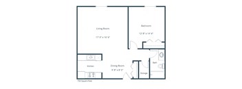 Monticello Apartments | One Bedroom Floor Plan
