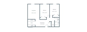 Monticello Apartments | Two Bedroom Floor Plan