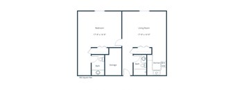 a floor plan of a living room and a kitchen