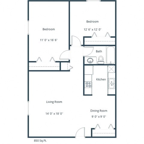 Kardia Apartments in Fargo, ND | Two Bedroom Floor Plan 21A