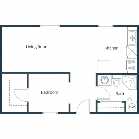 L & R Apartments | Efficiency Floor Plan