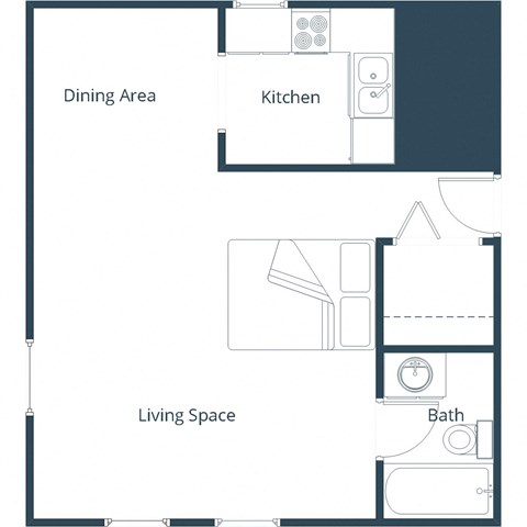 Marlowe South Apartments in Fargo, ND | Studio Floor Plan 01A