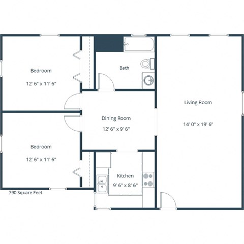 Marlowe South Apartments in Fargo, ND | Two Bedroom Floor Plan 21A