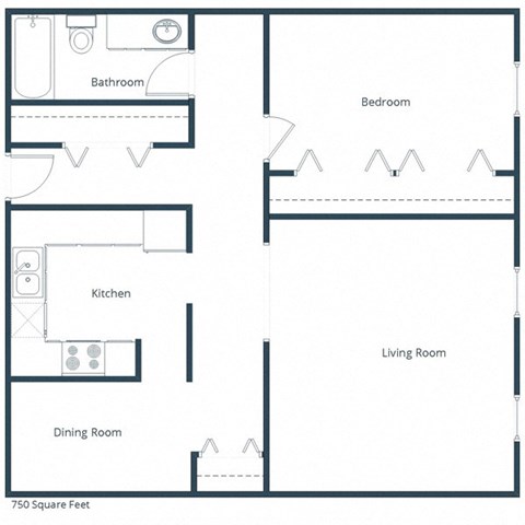 Park Terrace Apartments | One Bedroom Floor Plan 11A
