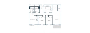 Park Terrace Apartments | Three Bedroom Floor Plan 32A