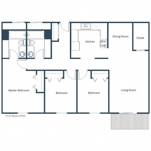 Park Terrace Apartments | Three Bedroom Floor Plan 32A