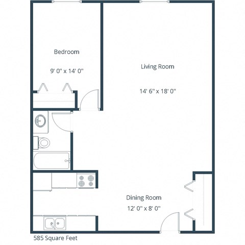 Schrock Apartments in Fargo, ND | One Bedroom Floor Plan 11A