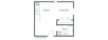 White Ridge Apartments in Fargo, ND | Efficiency Floor Plan 01A