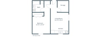 White Ridge Apartments in Fargo, ND | One Bedroom 2D Floor Plan 11A