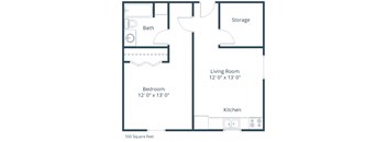 White Ridge Apartments | One Bedroom Floor Plan