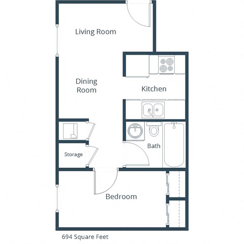 One Bedroom Plan 11A  at Maple Ridge, Omaha, NE, 68164