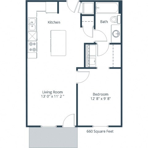 One Bedroom Plan 11D  at Maple Ridge, Omaha