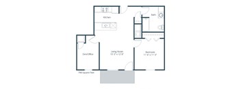 One Bedroom Plan 11E  at Maple Ridge, Omaha, Nebraska