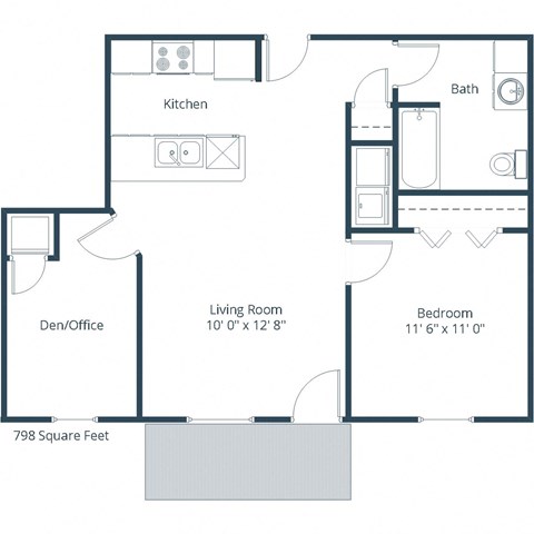 One Bedroom Plan 11E  at Maple Ridge, Omaha, Nebraska