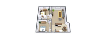 North Manor Apartments in Fargo, ND | Two Bedroom Floor Plan 21A