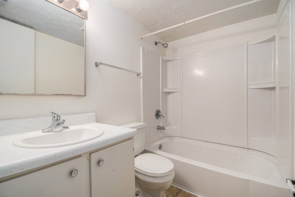 Omaha, NE Evergreen Terrace Apartments. bathroom with a sink toilet and bathtub