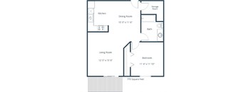 Oxford Apartments | One Bedroom Floor Plan