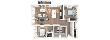 a floor plan of a 1 bedroom apartment at the residences at silver hill in suitland md