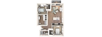 a floor plan of a 1 bedroom apartment at the residences at silver hill in suitland,