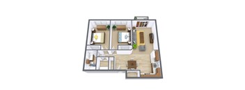 Parkside Apartments in West Fargo, ND | Two Bedroom Floor Plan 21A