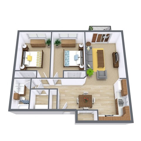 Parkside Apartments in West Fargo, ND | Two Bedroom Floor Plan 21A