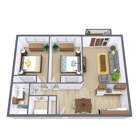 Parkside Apartments in West Fargo, ND | Two Bedroom Floor Plan 21B