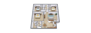 Parkwest Gardens Apartments in West Fargo, ND | Three Bedroom Floor Plan 32A