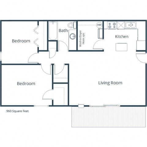 Clearview Apartments in West Fargo, ND | Two Bedroom Floor Plan 21A