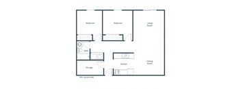 Prairie Park Apartments in West Fargo, ND | Two Bedroom Floor Plan 21A