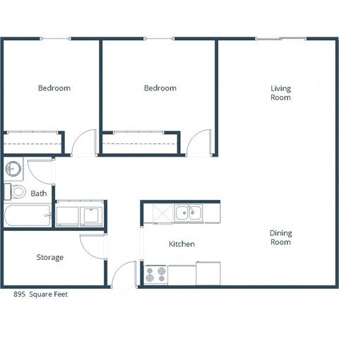 Prairie Park Apartments in West Fargo, ND | Two Bedroom Floor Plan 21A