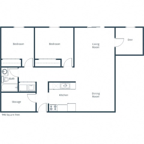 Prairie Park Apartments in West Fargo, ND | Two Bedroom Floor Plan 21B