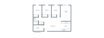 Prairie Park Apartments in West Fargo, ND | Three Bedroom Floor Plan 31A